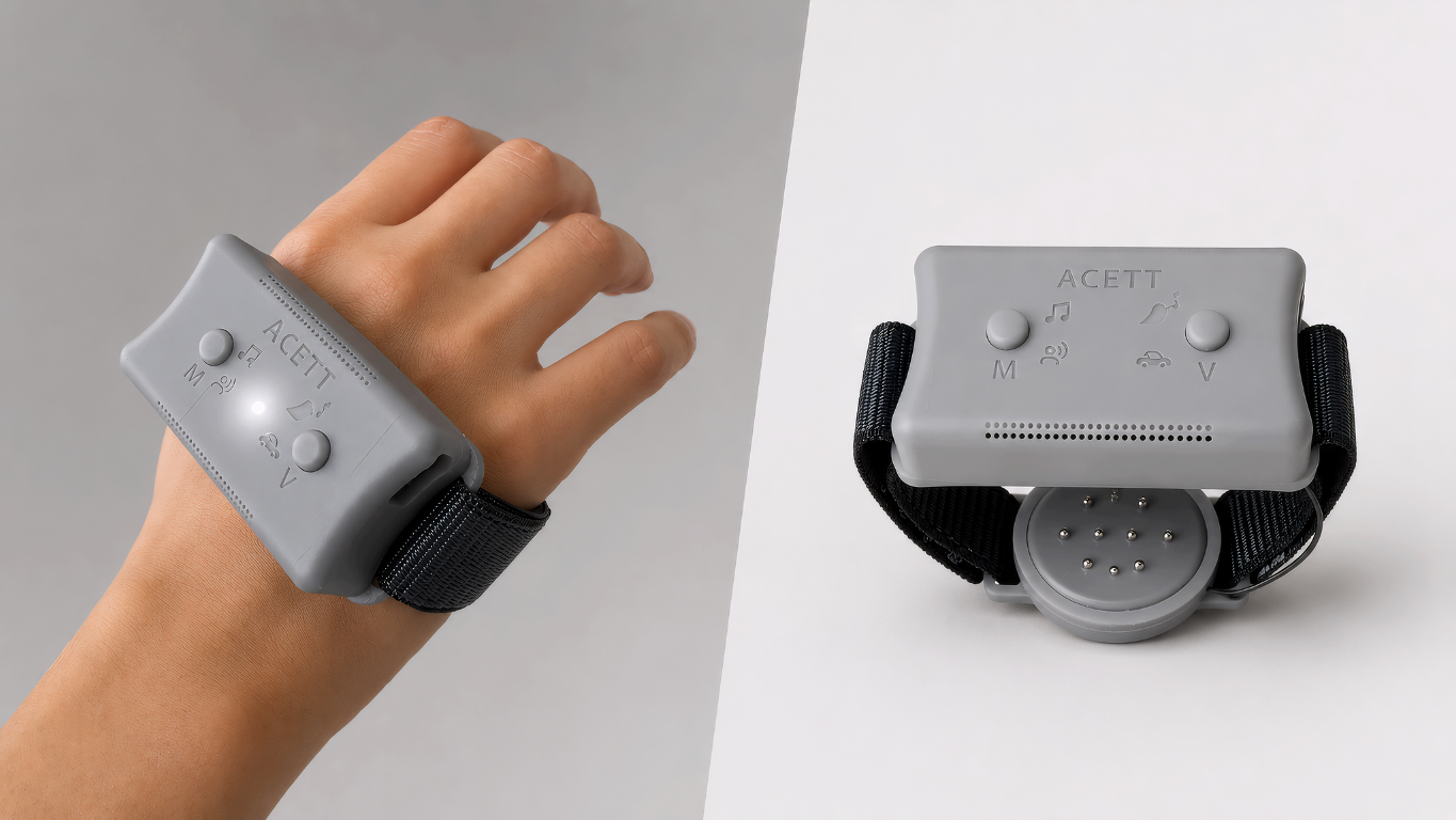 ACETT wearable device on a hand